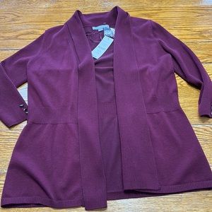 Valerie Stevens maroon open front cardigan.  New with tags.  Size Medium.